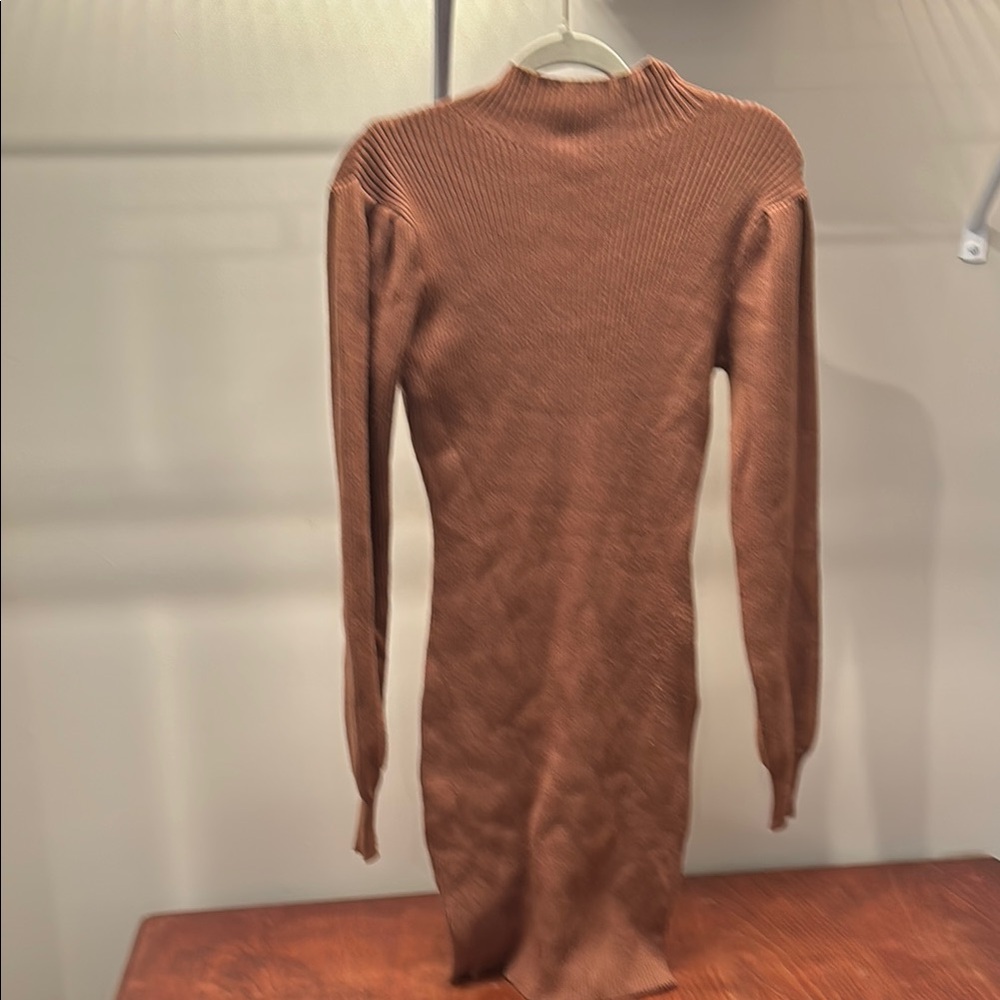 Elegant Brown Knit Dress